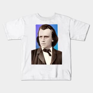 German Composer Johannes Brahms - blue - illustration Kids T-Shirt